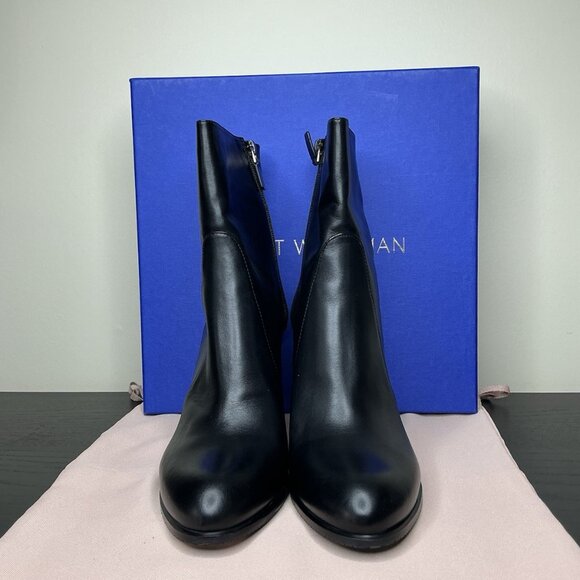 Stuart Weitzman Highland Block Heel Bootie Black Suede - Picture 3 of 7